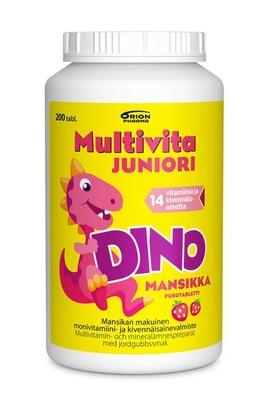 MultivitaJuniori Dino Mansikka 200tbl RGB