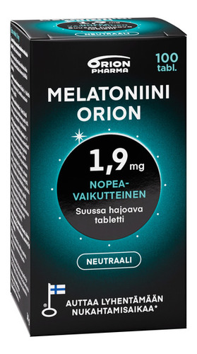 Melatoniini Orion 1,9 mg neutraali suussa hajoava 100 tabl vasen web RGB crp