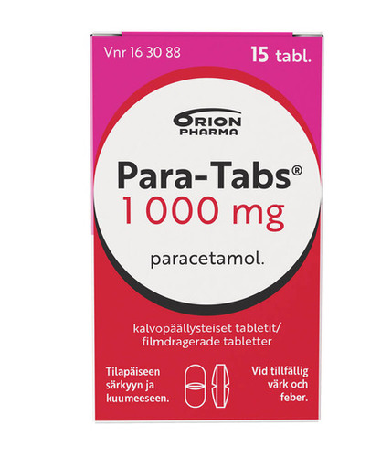 PARA-TABS 1000MG TABL 15 FI Front Without Shadow