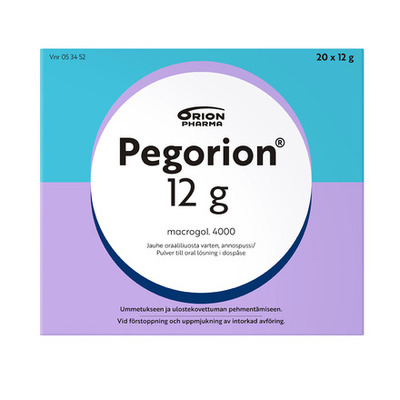 Orion Pharma Pegorion Oral 12g 20 FI pakkauskuva ETU 062026 RGB web