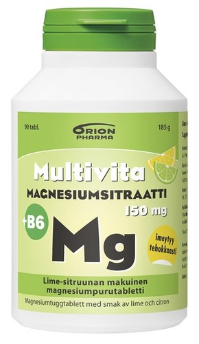 Multivita Magnesiumsitraatti+B6 lime-sitruuna 90 purutabl.