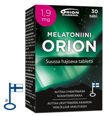 Melatoniini Orion 1-9mg 30 Tabl Suussahajoava Tab Paketti Vasemmalta Rgb Flag