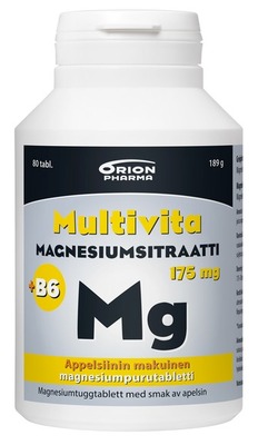 Multivita Magnesiumsitraatti+B6 175mg appelsiini 80 tabl. rgb