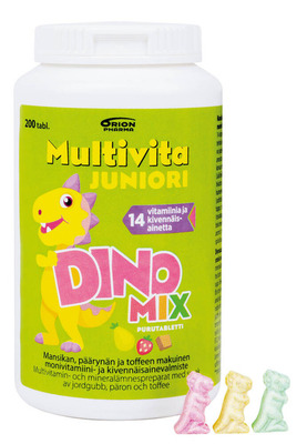 Orion Multivita Juniori Dino Mix Purkki 200 Etu Web