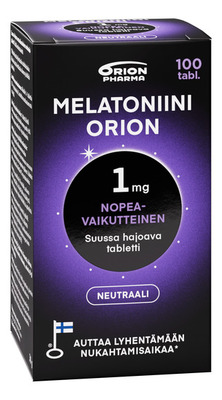 Melatoniini Orion 1 mg neutraali suussa hajoava 100 tabl vasen web RGB crp