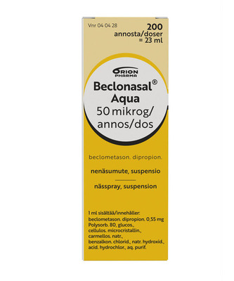 Beclonasal Aqua 50 Mcg Carton Front View Web JPEG 2500x3000pixels 72dpi